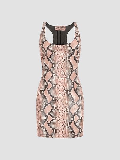 The Attico Women's Snakeskin Print Leather Mini Dress