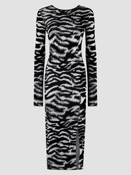 The Attico Women's Zebra Knit Scoopback Midi Dress