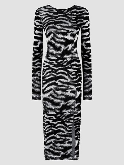 The Attico Women's Zebra Knit Scoopback Midi Dress