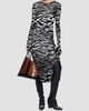 The Attico Women's Zebra Knit Scoopback Midi Dress - 2