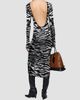 The Attico Women's Zebra Knit Scoopback Midi Dress - 3