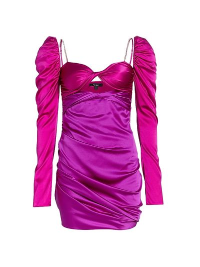 The Bar Women's Two-Tone Silk Satin Twist-Front Minidress