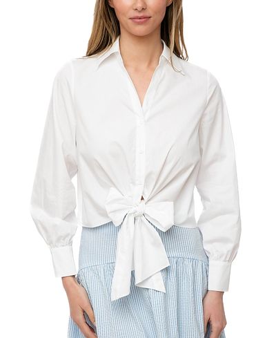 The Burgess Collection The Burgess Collection The Kitty Front Tie Polo Cotton Blouse