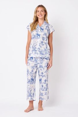 The Cat's Pajamas The Cat's Pajamas Pima Cotton Short-sleeved Capri Pajama Set
