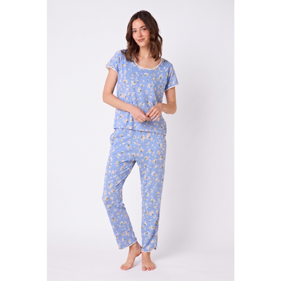 The Cat's Pajamas The Cat's Pajamas Pima Knit Short Sleeved Simple Set Floral