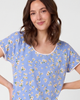 The Cat's Pajamas The Cat's Pajamas Pima Knit Short Sleeved Simple Set Floral - 3