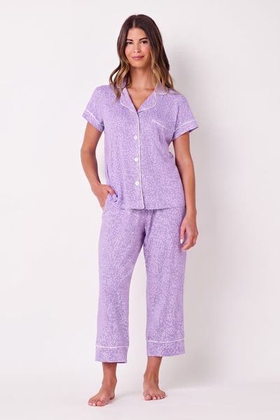 The Cat's Pajamas The Cat's Pajamas Polka Dot Pima Knit Short-Sleeved Capri Pajama Set