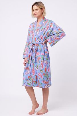 The Cat's Pajamas The Cat's Pajamas Printed Pima Knit Wrap Robe