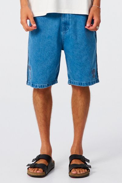 The Critical Slide Society The Critical Slide Society Frank Denim Shorts in Vintage Denim Light, Men's at Urban Outfitters