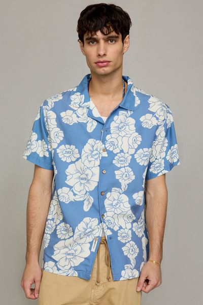 The Critical Slide Society The Critical Slide Society Nice Day Resort Shirt Top in Navy, Men's at Urban Outfitters