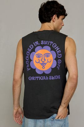 The Critical Slide Society The Critical Slide Society Switch Graphic Muscle Tee in Charcoal, Men's at Urban Outfitters