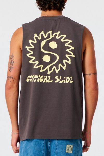 The Critical Slide Society The Critical Slide Society Yin Yang Graphic Muscle Tee in Washed Black, Men's at Urban Outfitters