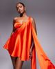 The Dolls House Circa The Dolls House Circa Anthia asymmetric satin mini dress in red - 1