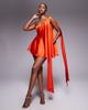 The Dolls House Circa The Dolls House Circa Anthia asymmetric satin mini dress in red - 2