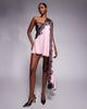 The Dolls House Circa The Dolls House Circa Anthia asymmetric satin mini dress with lace trim in pink - 1