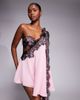 The Dolls House Circa The Dolls House Circa Anthia asymmetric satin mini dress with lace trim in pink - 2
