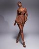 The Dolls House Circa The Dolls House Circa Fleur ruffle cut-out mini dress in chocolate brown - 3