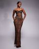The Dolls House Circa The Dolls House Circa Francesca cup detailing lace maxi dress with gold-tone chain belt in black - 1