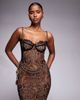 The Dolls House Circa The Dolls House Circa Francesca cup detailing lace maxi dress with gold-tone chain belt in black - 2