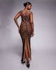 The Dolls House Circa The Dolls House Circa Francesca cup detailing lace maxi dress with gold-tone chain belt in black - 4
