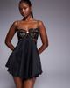 The Dolls House Circa The Dolls House Circa Frenchie open back lace bralet mini dress in black - 1