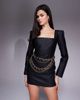 The Dolls House Circa The Dolls House Circa Kellis leather look square neck chain detailing mini dress in black - 1
