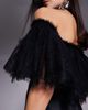 The Dolls House Circa The Dolls House Circa Kelsey leather look lace overlay off the shoulder mini dress in black - 2