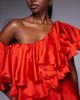 The Dolls House Circa The Dolls House Circa Liliana asymmetric ruffle satin romper in red - 3