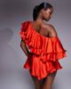 The Dolls House Circa The Dolls House Circa Liliana asymmetric ruffle satin romper in red - 4