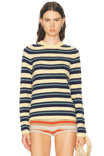 The Elder Statesman The Elder Statesman Laurel Stripe Crew Sweater