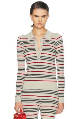 The Elder Statesman The Elder Statesman Libeccio Stripe Polo Sweater