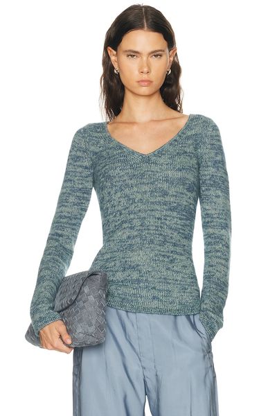 The Elder Statesman The Elder Statesman Off The Shoulder V-Neck Sweater