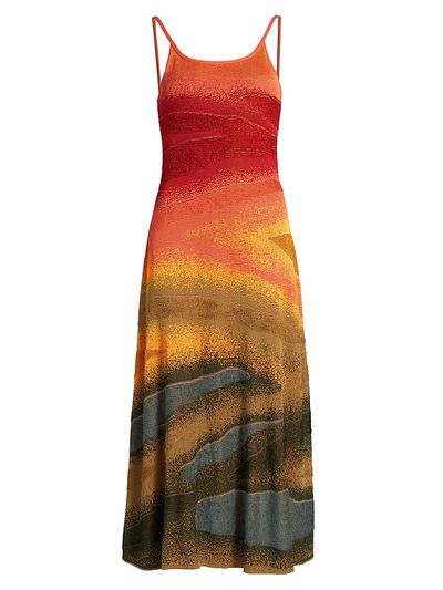 The Elder Statesman Women's Abstract Fine-Knit Sleeveless Midi-Dress