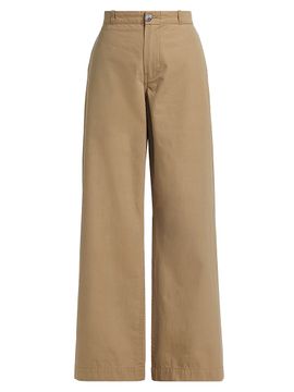 The Elder Statesman Women's Silvano Cotton Mid-Rise Wide Leg Pants