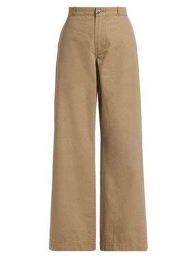 The Elder Statesman Women's Silvano Cotton Mid-Rise Wide Leg Pants