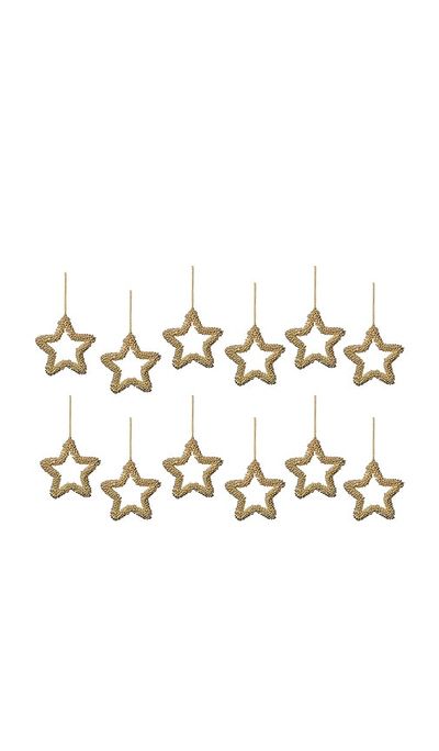 The Favorites The Favorites Golden Pearl Star Ornament Set Of 12