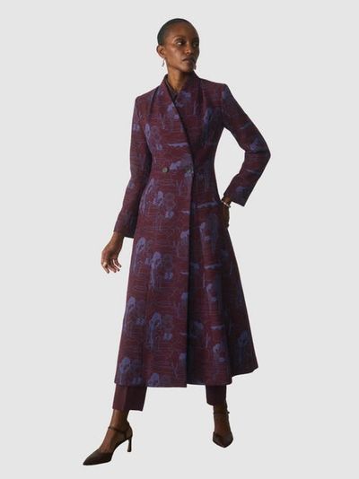 The Fold The Fold Double-Breasted Jacquard Midi Coat