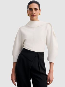 The Fold The Fold Riesi Asymmetric Neck Knit Top