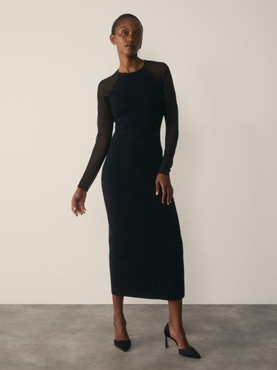 The Fold The Fold Sculpted Stretch Knit Midi Dress