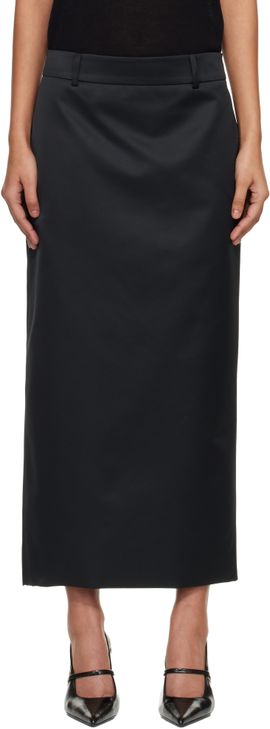 The Frankie Shop The Frankie Shop Black Alrose Satin Midi Skirt