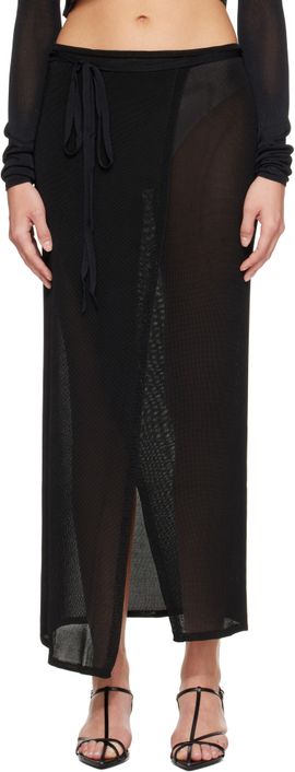 The Frankie Shop The Frankie Shop Black Alsen Thin Knit Wrap Maxi Skirt