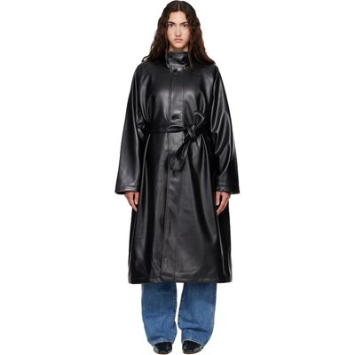 The Frankie Shop The Frankie Shop Black Calen Faux-Leather Trench Coat