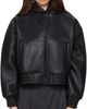 The Frankie Shop The Frankie Shop Black Jackson Bonded Faux-Leather Bomber Jacket - 1