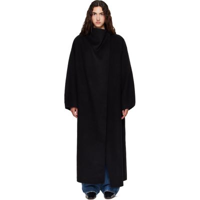 The Frankie Shop The Frankie Shop Black Leroy Funnel Neck Wool Coat