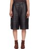 The Frankie Shop The Frankie Shop Brown Olivia Leather Bermuda Shorts - 1