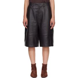 The Frankie Shop The Frankie Shop Brown Olivia Leather Bermuda Shorts