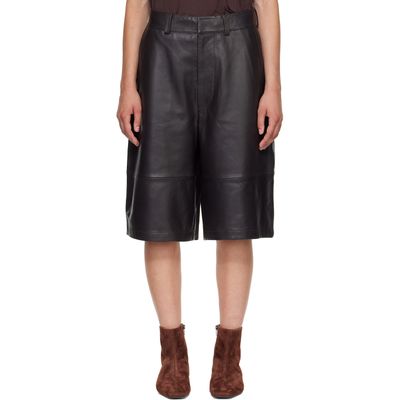 The Frankie Shop The Frankie Shop Brown Olivia Leather Bermuda Shorts