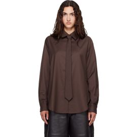 The Frankie Shop The Frankie Shop Brown Peri Tie Neck Shirt