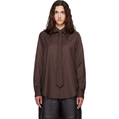 The Frankie Shop The Frankie Shop Brown Peri Tie Neck Shirt