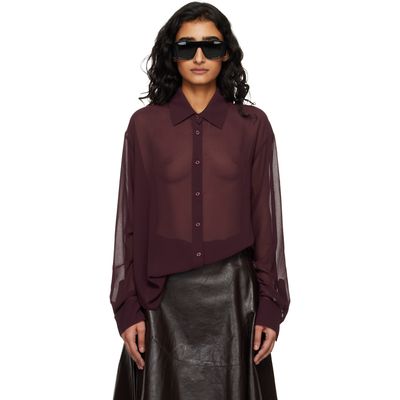 The Frankie Shop The Frankie Shop Burgundy Peri Georgette Shirt